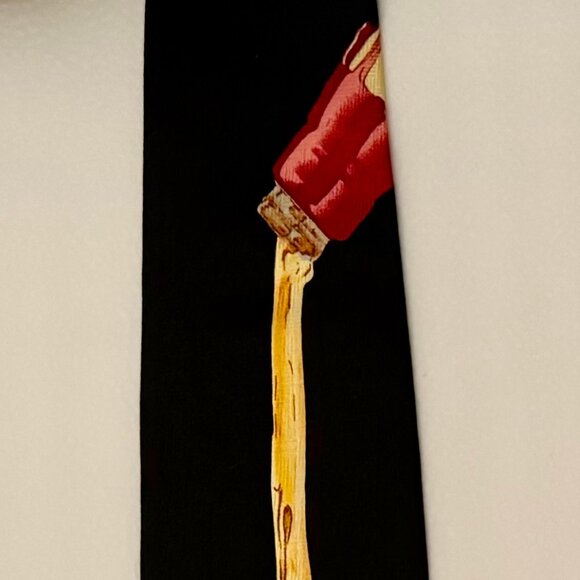 MERGE LEFT MEN'S NECKTIE 100% SILK...SHOWS A BOTTLE POURING ALCOHOL INTO A GLASS - Picture 10 of 12